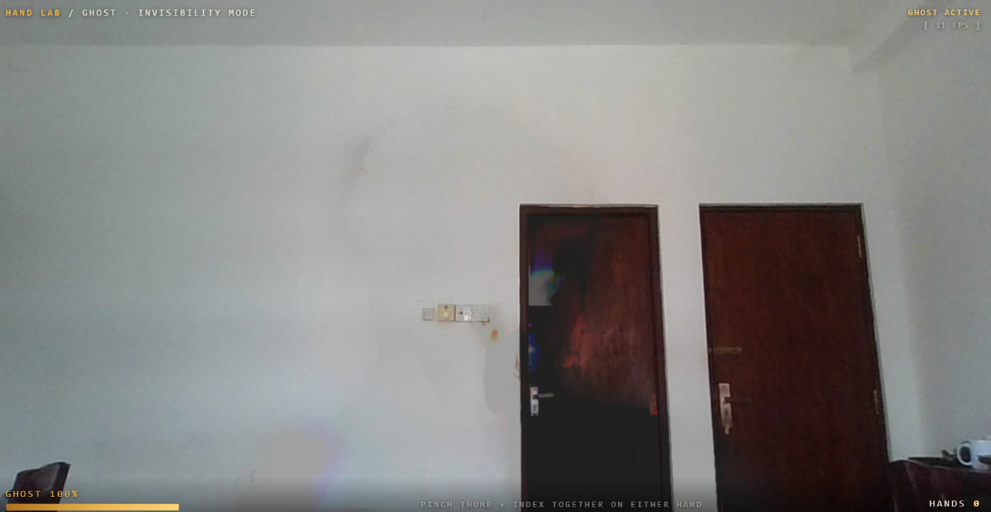 Ghost Mode running: the room with the person segmented out